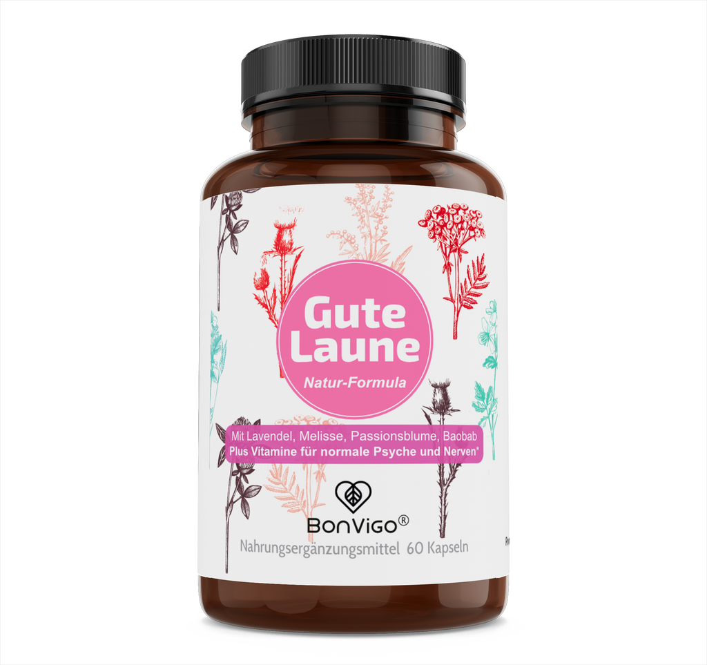 BonVigo® Gute Laune Kapseln mit Lavendel, Melisse, Passionsblume & Vitamin B 12 für normale Psyche