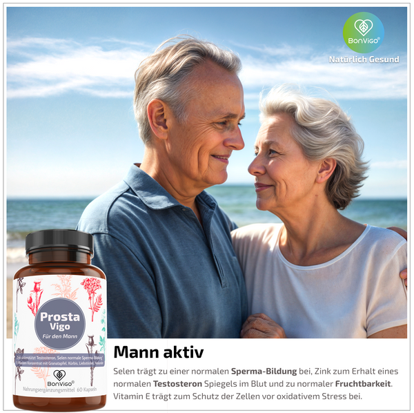 ProstaVigo Kapseln für den aktiven Mann - Komplex mit Pflanzen und Enzymen - BonVigo® Natürlich Gesund