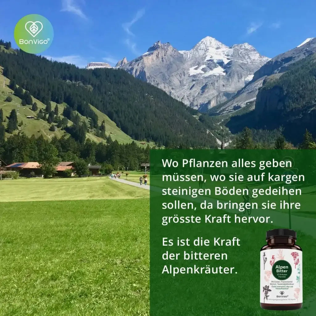 AlpenBitter 12 Kräuter Leber-Formel mit Enzian und anderen Bitterstoffen